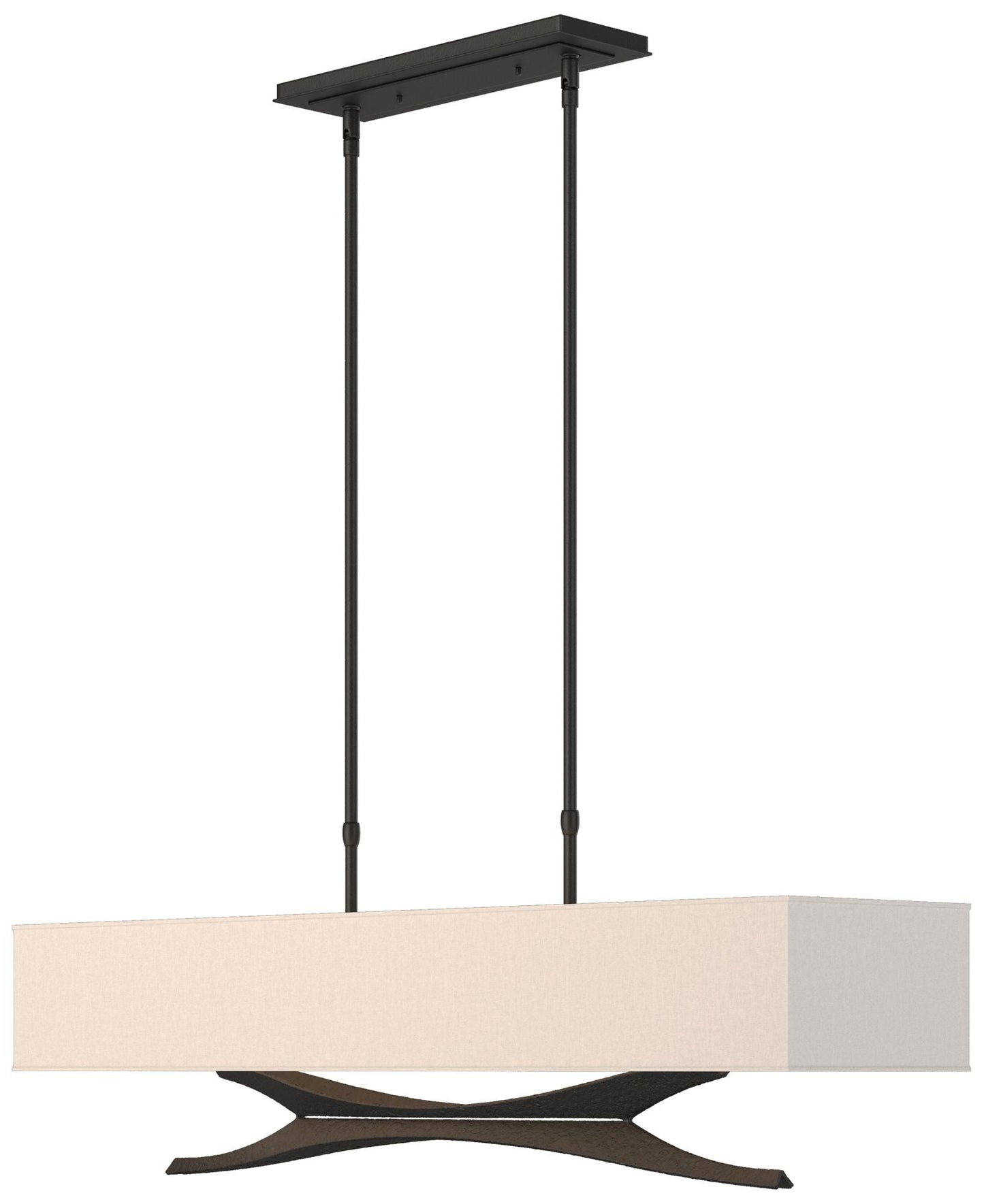 Moreau 42" Wide Black Standard Pendant With Flax Shade