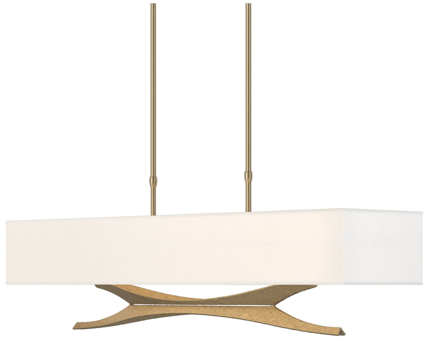 Moreau 42"W Soft Gold Short Height Pendant With Natural Anna Shade