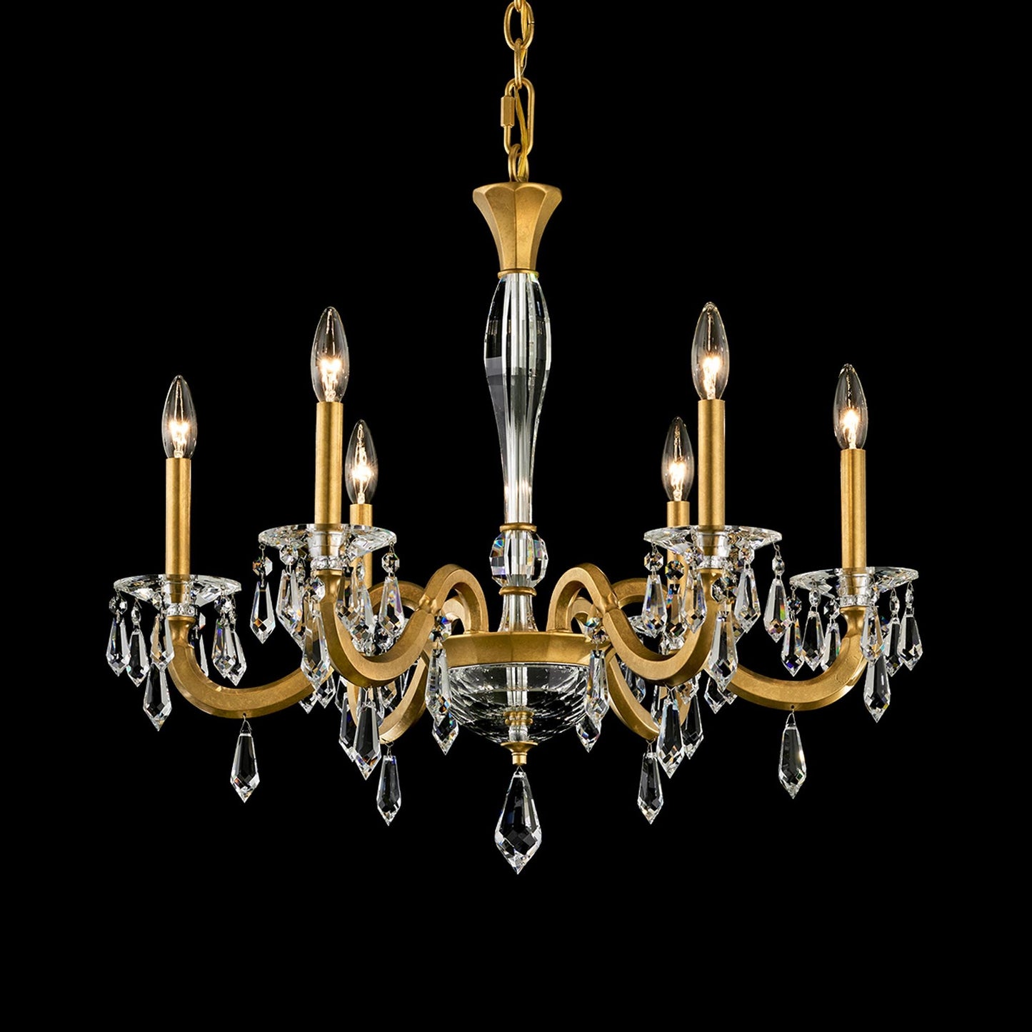 Napoli 24.6"H x 28.1"W 6-Lt Crystal Chandelier in Hrlm Gold