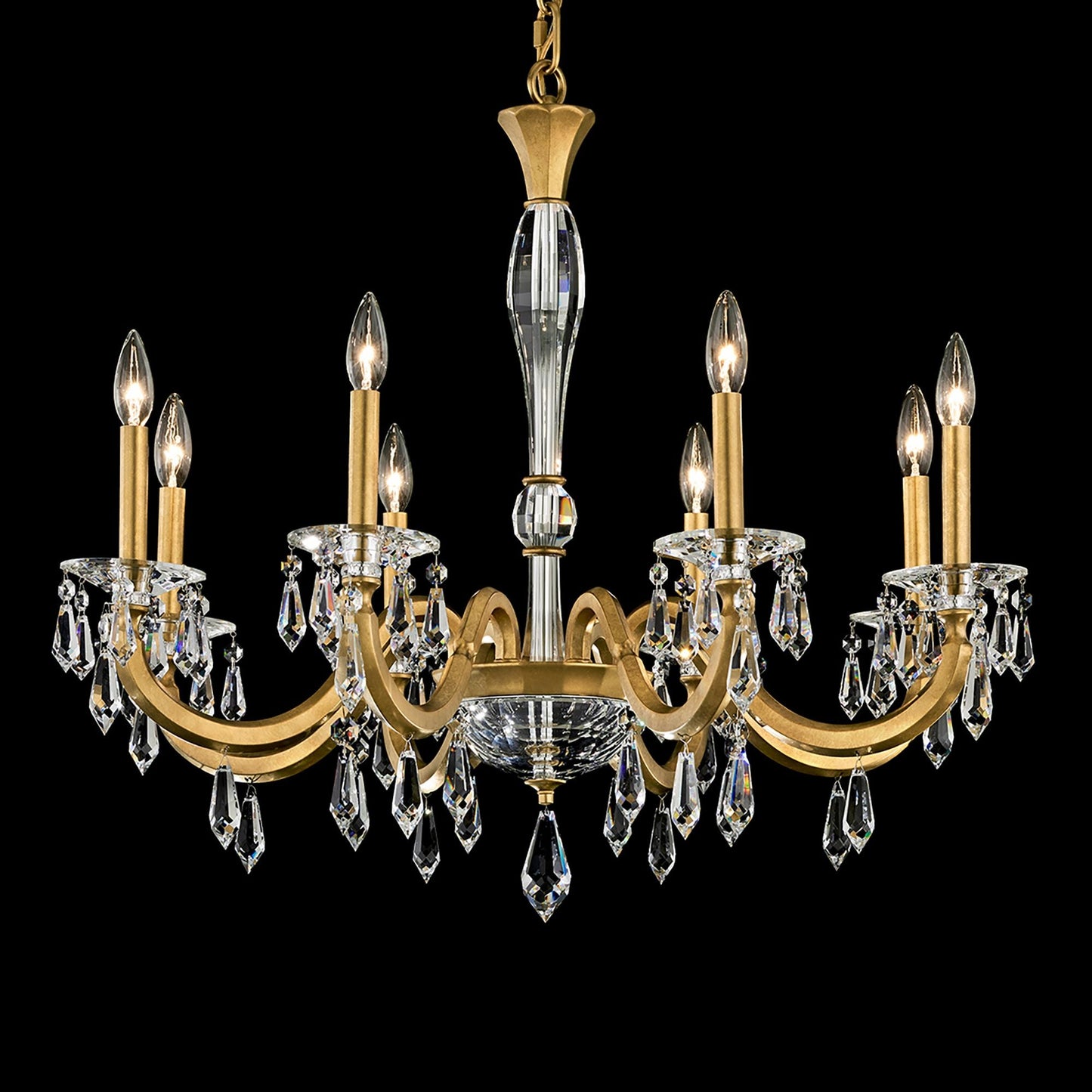 Napoli 27.4"H x 32.6"W 8-Lt Crystal Chandelier in Hrlm Gold