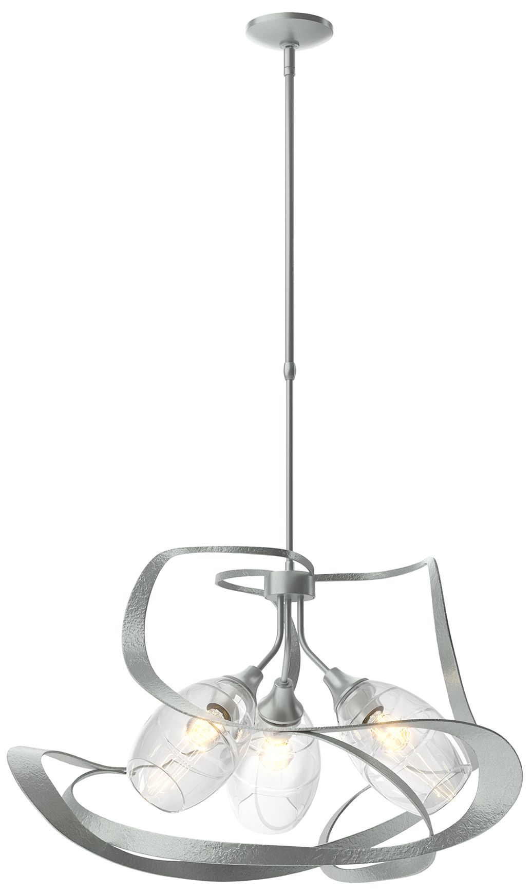 Nest 30.6" Wide Vintage Platinum Pendant With Clear Glass Shade