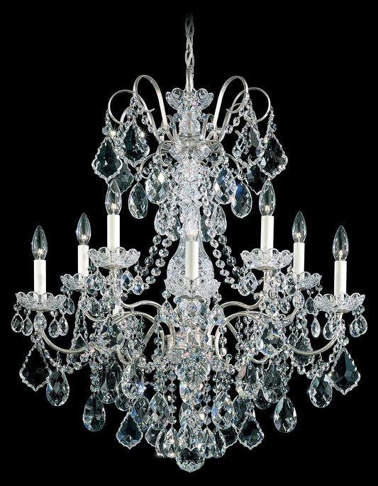 New Orleans 31"H x 28"W 10-Light Crystal Chandelier in Antique Si