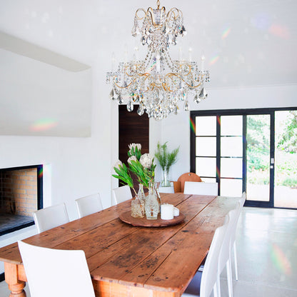 New Orleans 31"H x 28"W 10-Light Crystal Chandelier in Heirloom G