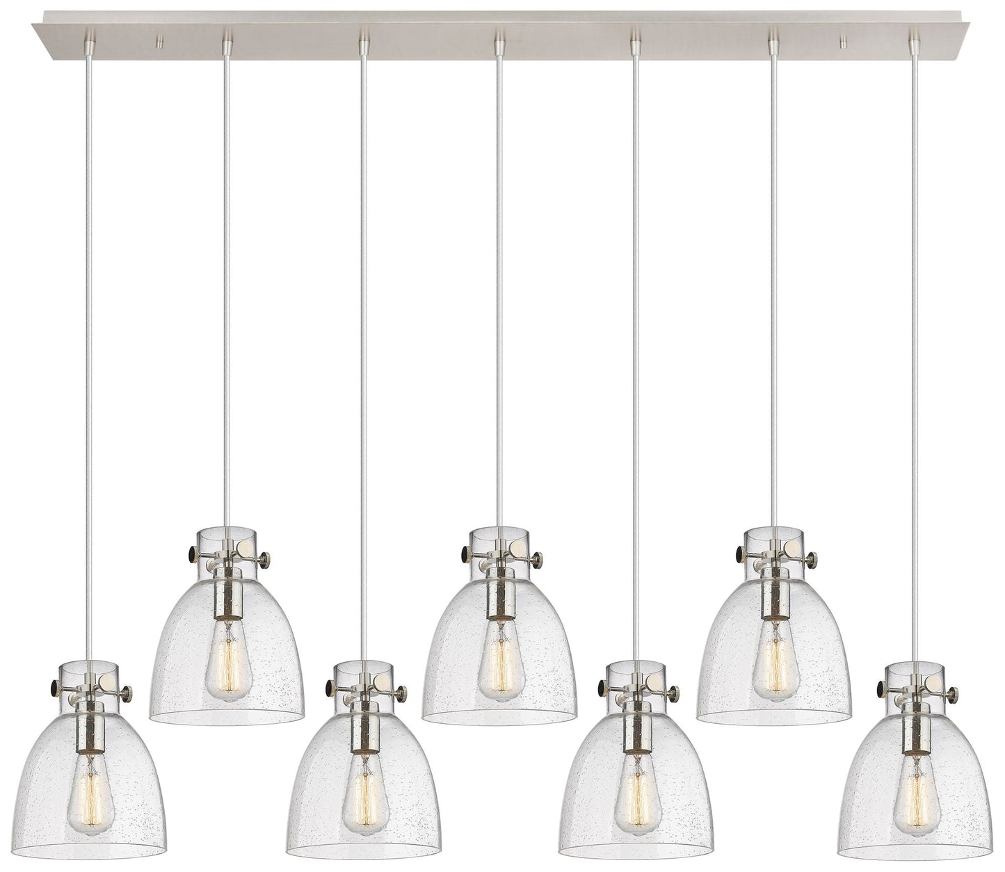 Newton Sphere 51.75" Wide 7 Light Matte Black Linear Pendant w/ White