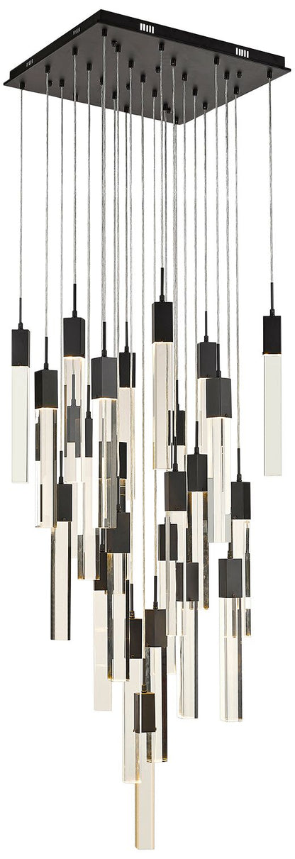 Original Glacier 28" Wide Black Multi-Light LED Pendant