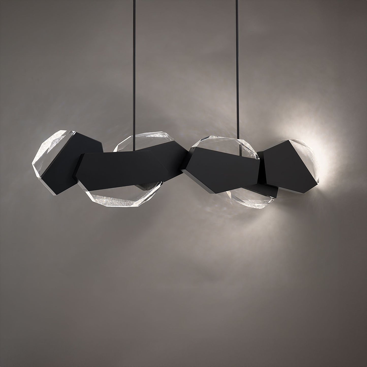 Palisade 11.75"H x 47.75"W 6-Light Crystal Linear Pendant in Blac