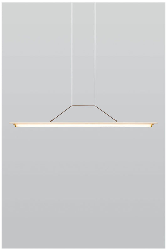 Penna 64.5" Brushed Brass & White Washed Oak 3500K LED Pendant