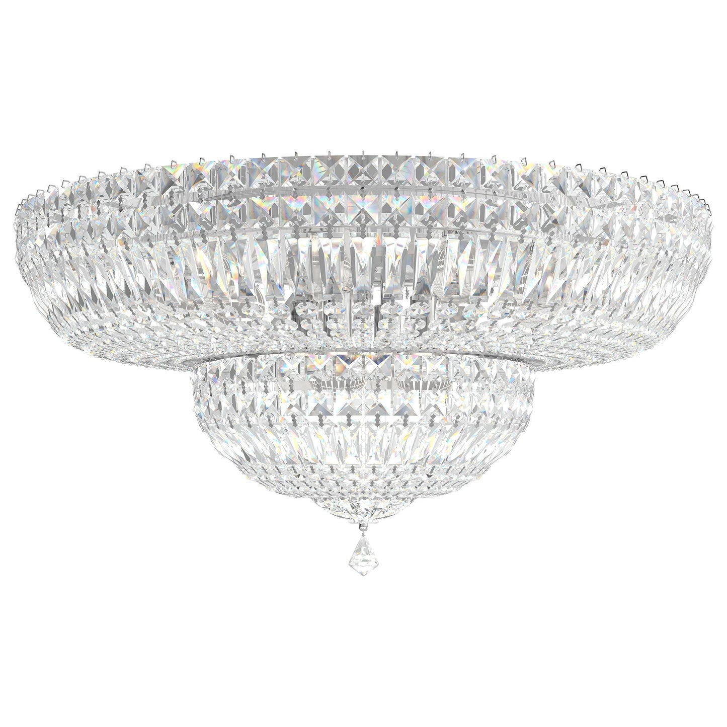 Petit Crystal Deluxe 12"H x 24"W 13-Light Flush Mount in Silver
