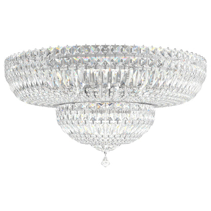 Petit Crystal Deluxe 12"H x 24"W 13-Light Flush Mount in Silver