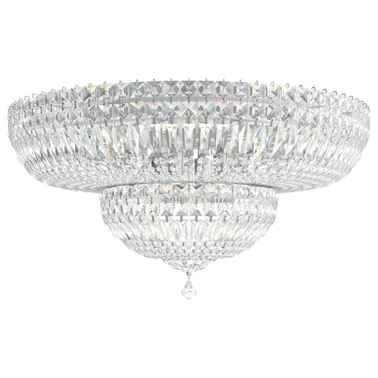 Petit Crystal Deluxe 12"H x 24"W 13-Light Flush Mount in Silver