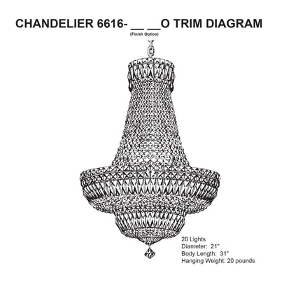 Petit Crystal Deluxe 31"H x 21"W 20-Light Chandelier in Silver