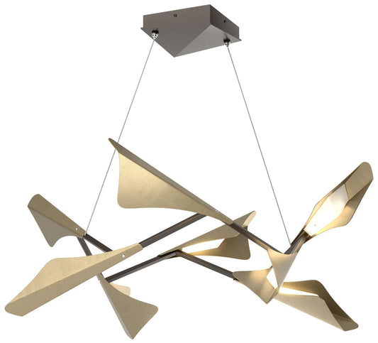 Plume 37.6"W 8-Light Soft Gold and Oil Rubbed Bronze Standard LED Pend