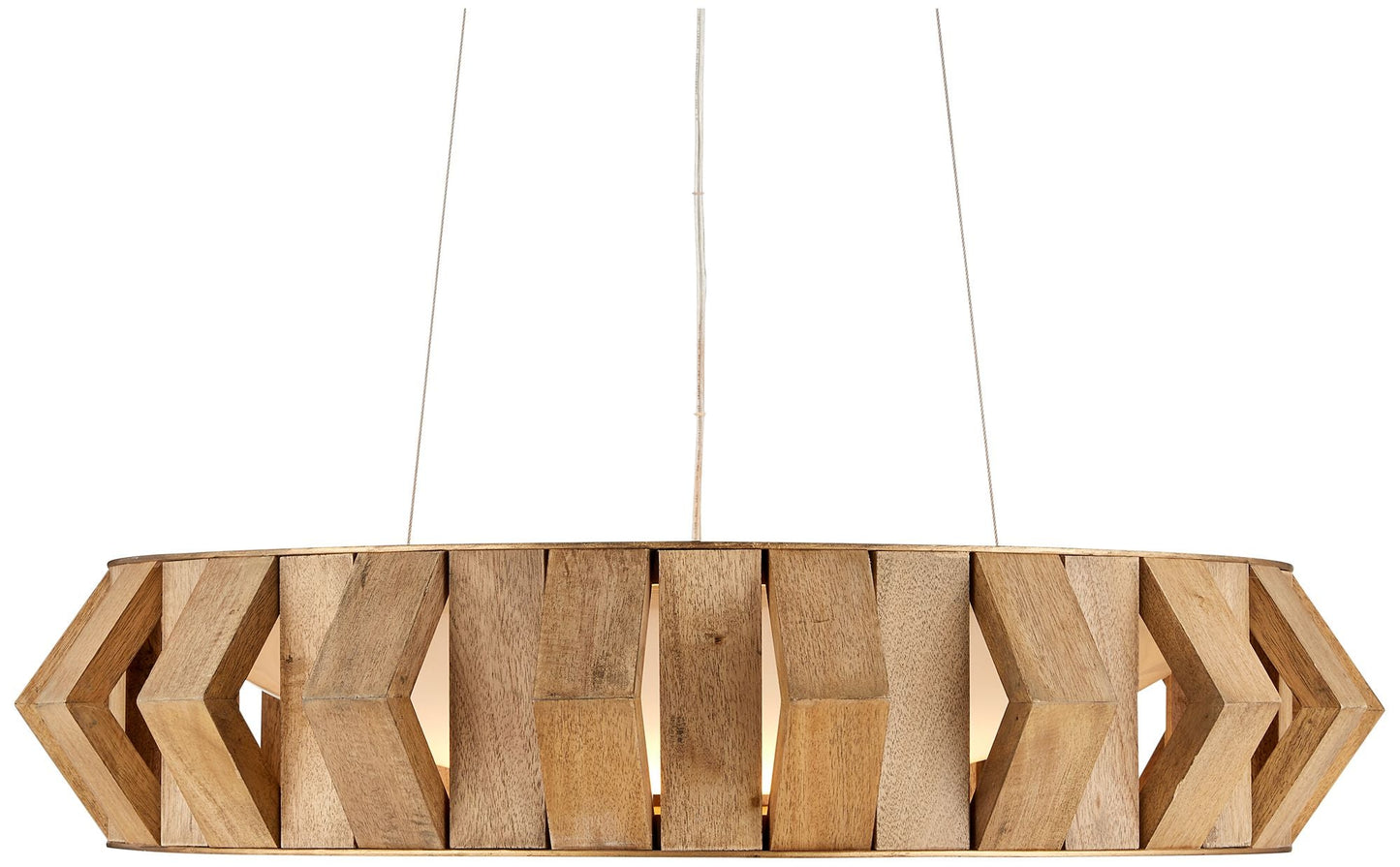 Plunge 30" Wide Brass Toffee Wood LED Chandelier