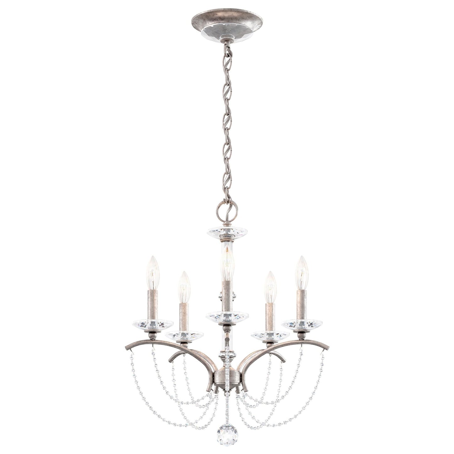 Priscilla 22"H x 18"W 5-Light Crystal Chandelier in Antique Silve