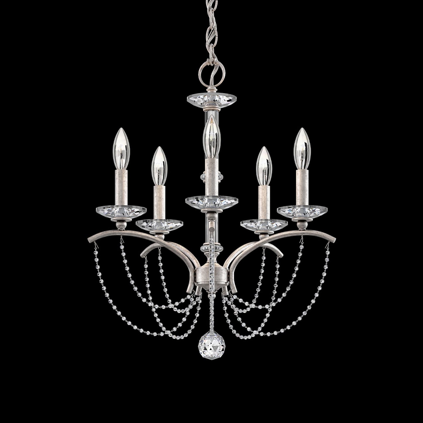 Priscilla 22"H x 18"W 5-Light Crystal Chandelier in Antique Silve
