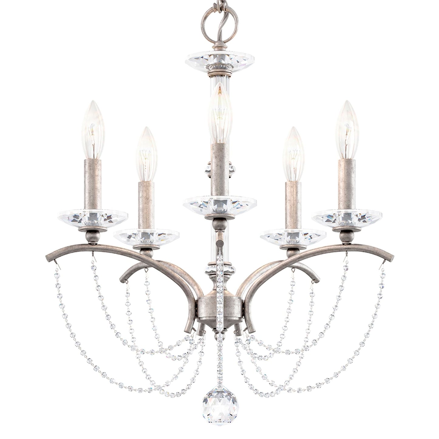 Priscilla 22"H x 18"W 5-Light Crystal Chandelier in Antique Silve