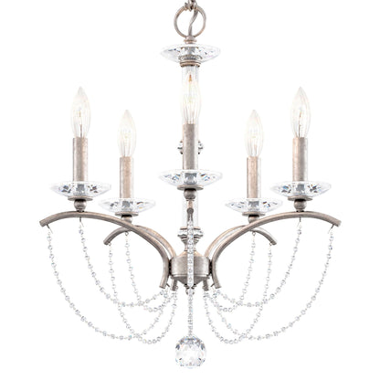 Priscilla 22"H x 18"W 5-Light Crystal Chandelier in Antique Silve