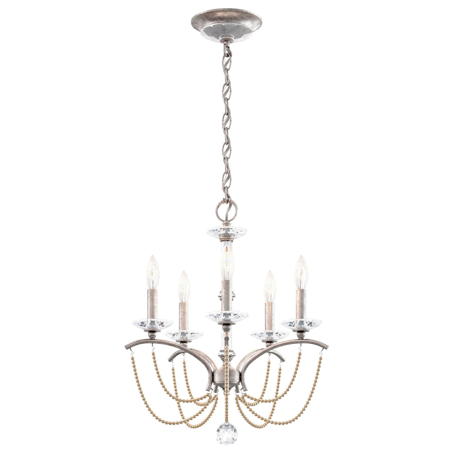 Priscilla 22"H x 18"W 5-Light Crystal Chandelier in Antique Silve