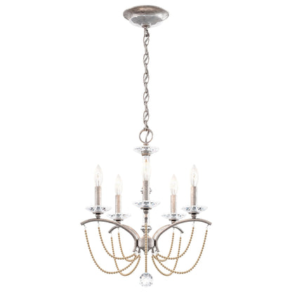Priscilla 22"H x 18"W 5-Light Crystal Chandelier in Antique Silve