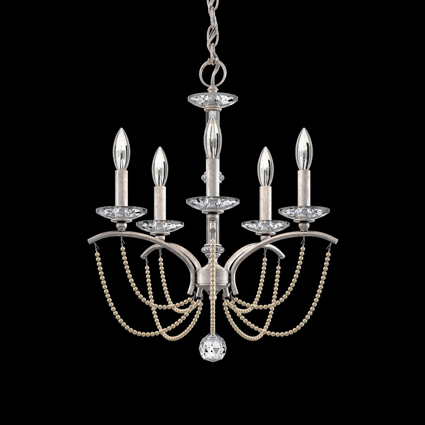 Priscilla 22"H x 18"W 5-Light Crystal Chandelier in Antique Silve