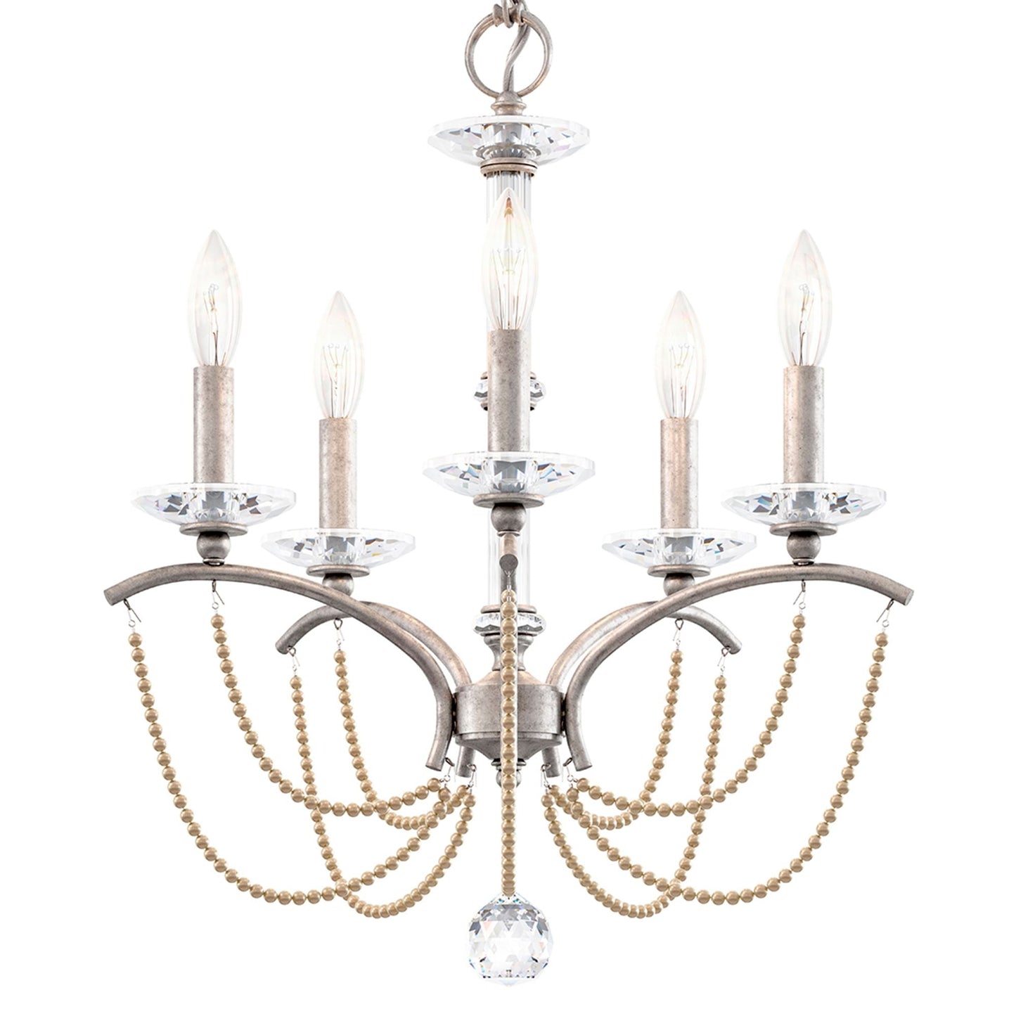 Priscilla 22"H x 18"W 5-Light Crystal Chandelier in Antique Silve
