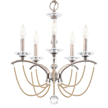 Priscilla 22"H x 18"W 5-Light Crystal Chandelier in Antique Silve