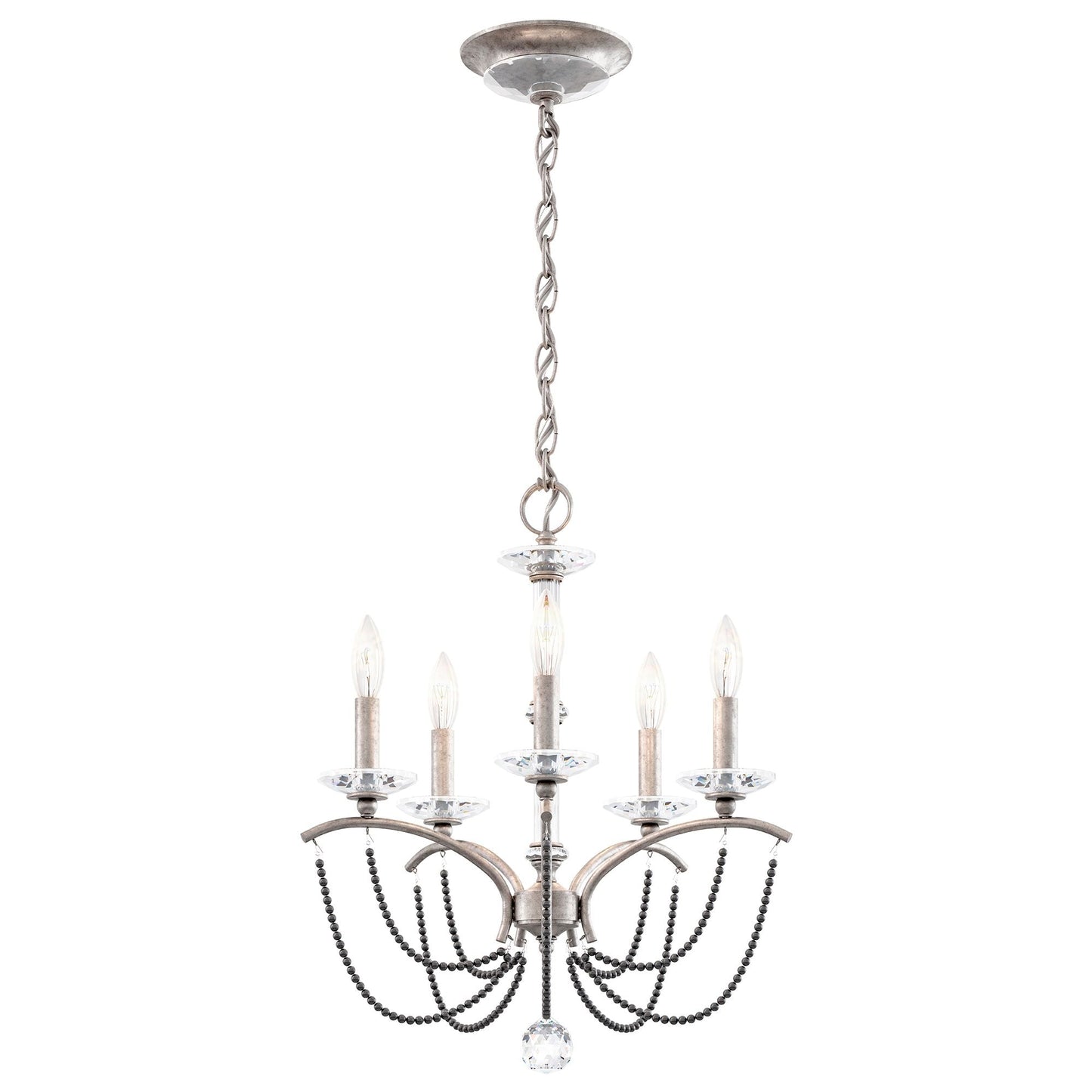 Priscilla 22"H x 18"W 5-Light Crystal Chandelier in Antique Silve