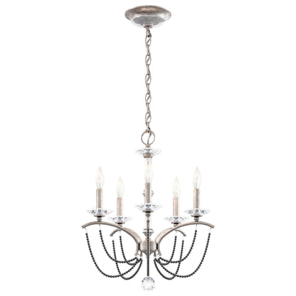 Priscilla 22"H x 18"W 5-Light Crystal Chandelier in Antique Silve