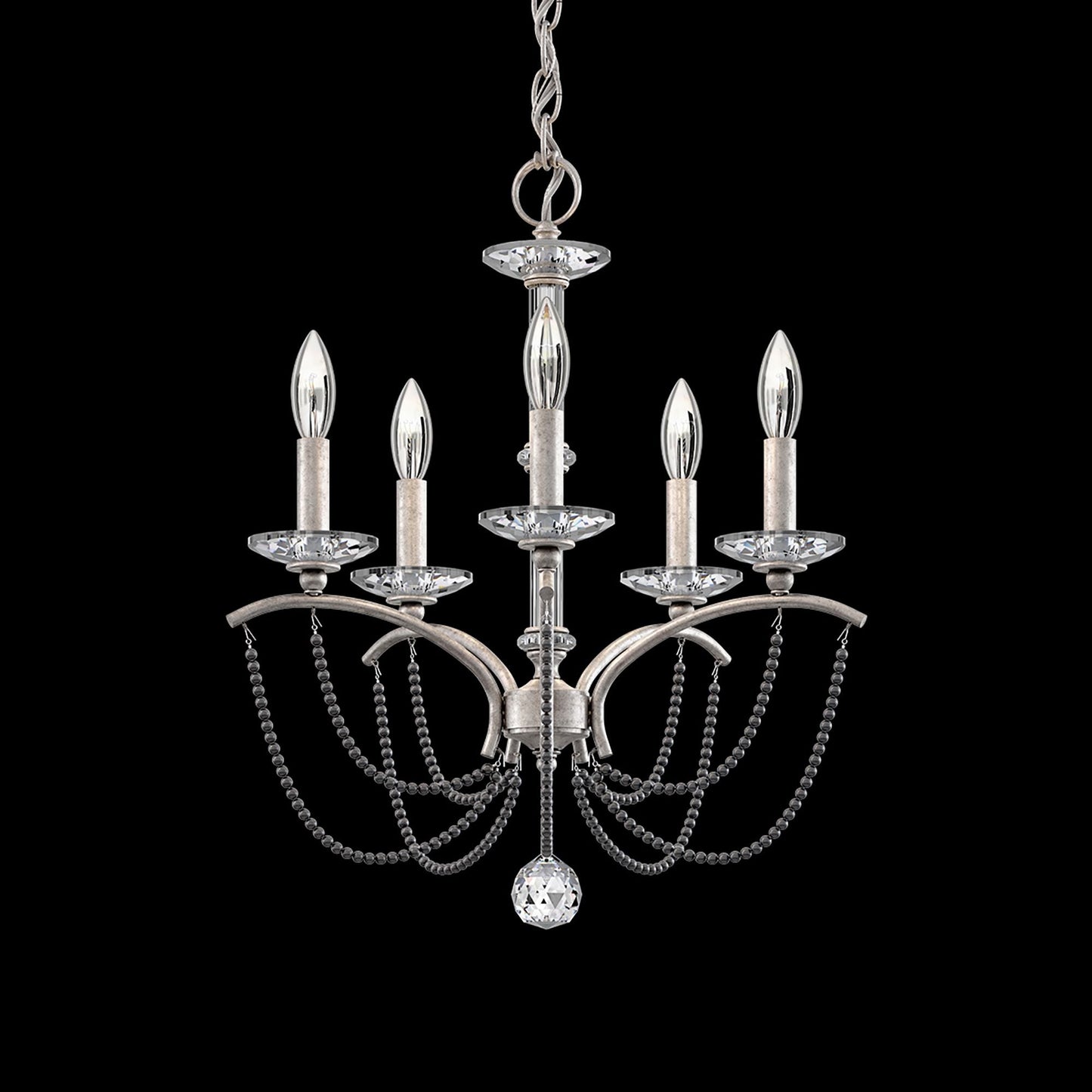 Priscilla 22"H x 18"W 5-Light Crystal Chandelier in Antique Silve