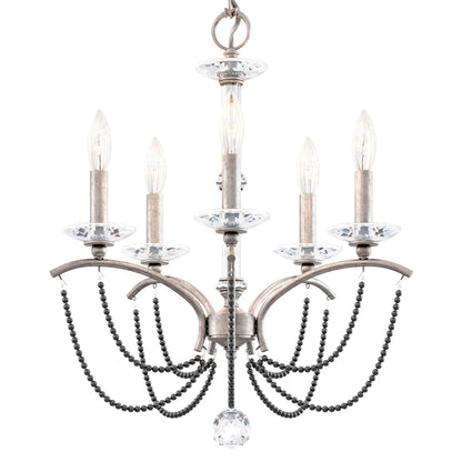 Priscilla 22"H x 18"W 5-Light Crystal Chandelier in Antique Silve