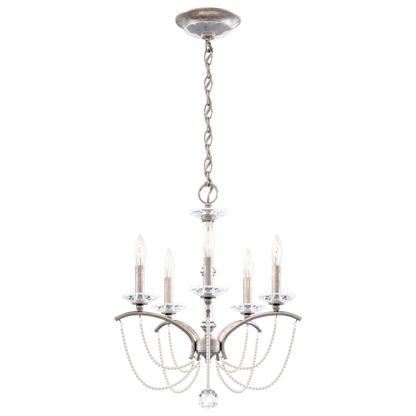 Priscilla 22"H x 18"W 5-Light Crystal Chandelier in Antique Silve