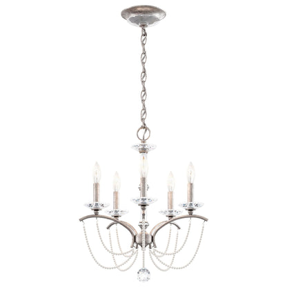 Priscilla 22"H x 18"W 5-Light Crystal Chandelier in Antique Silve