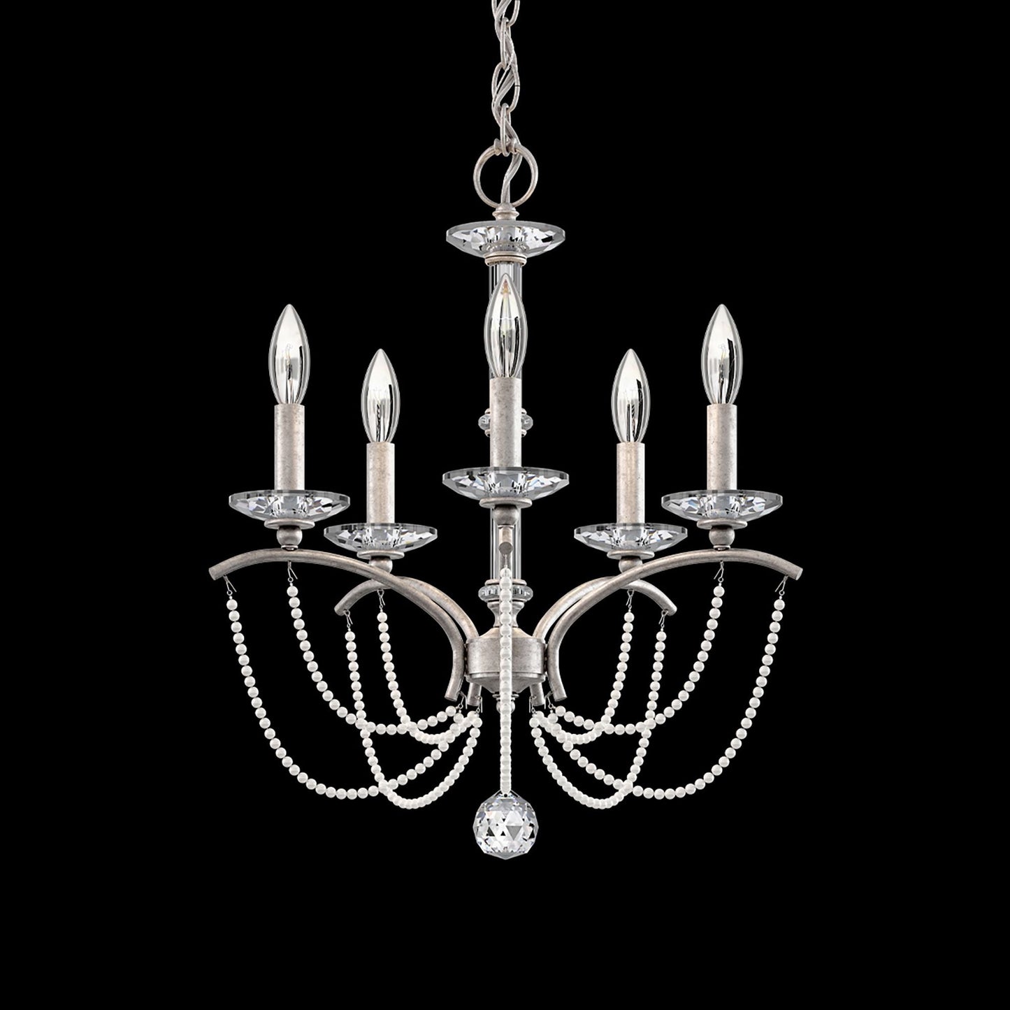 Priscilla 22"H x 18"W 5-Light Crystal Chandelier in Antique Silve