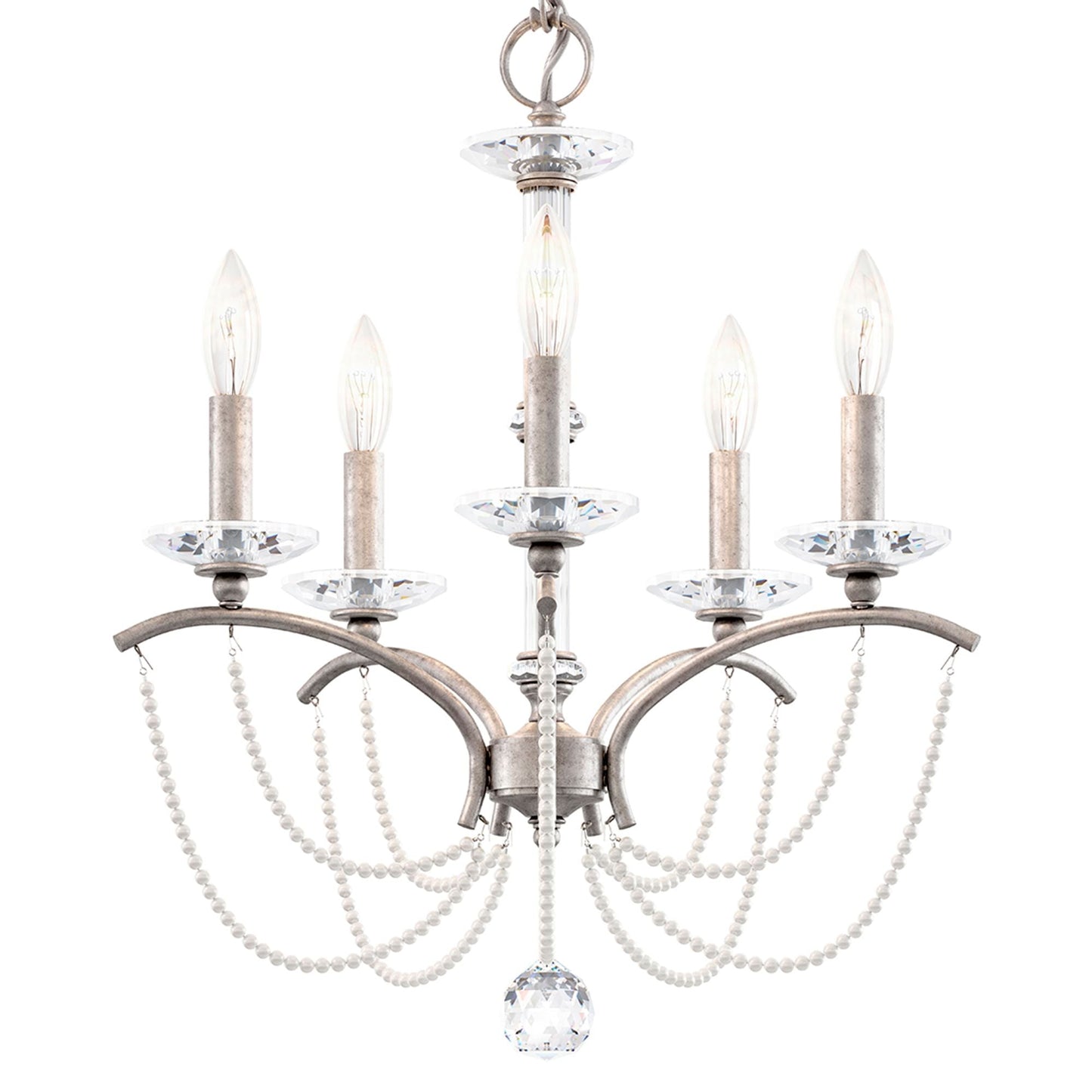 Priscilla 22"H x 18"W 5-Light Crystal Chandelier in Antique Silve