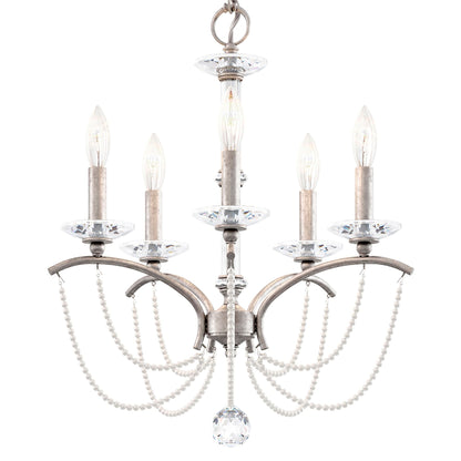Priscilla 22"H x 18"W 5-Light Crystal Chandelier in Antique Silve