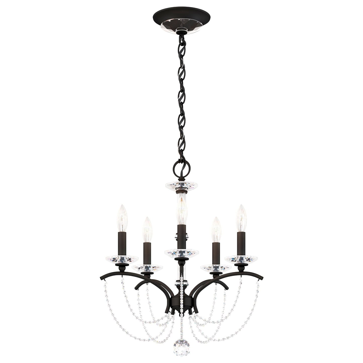Priscilla 22"H x 18"W 5-Light Crystal Chandelier in Black