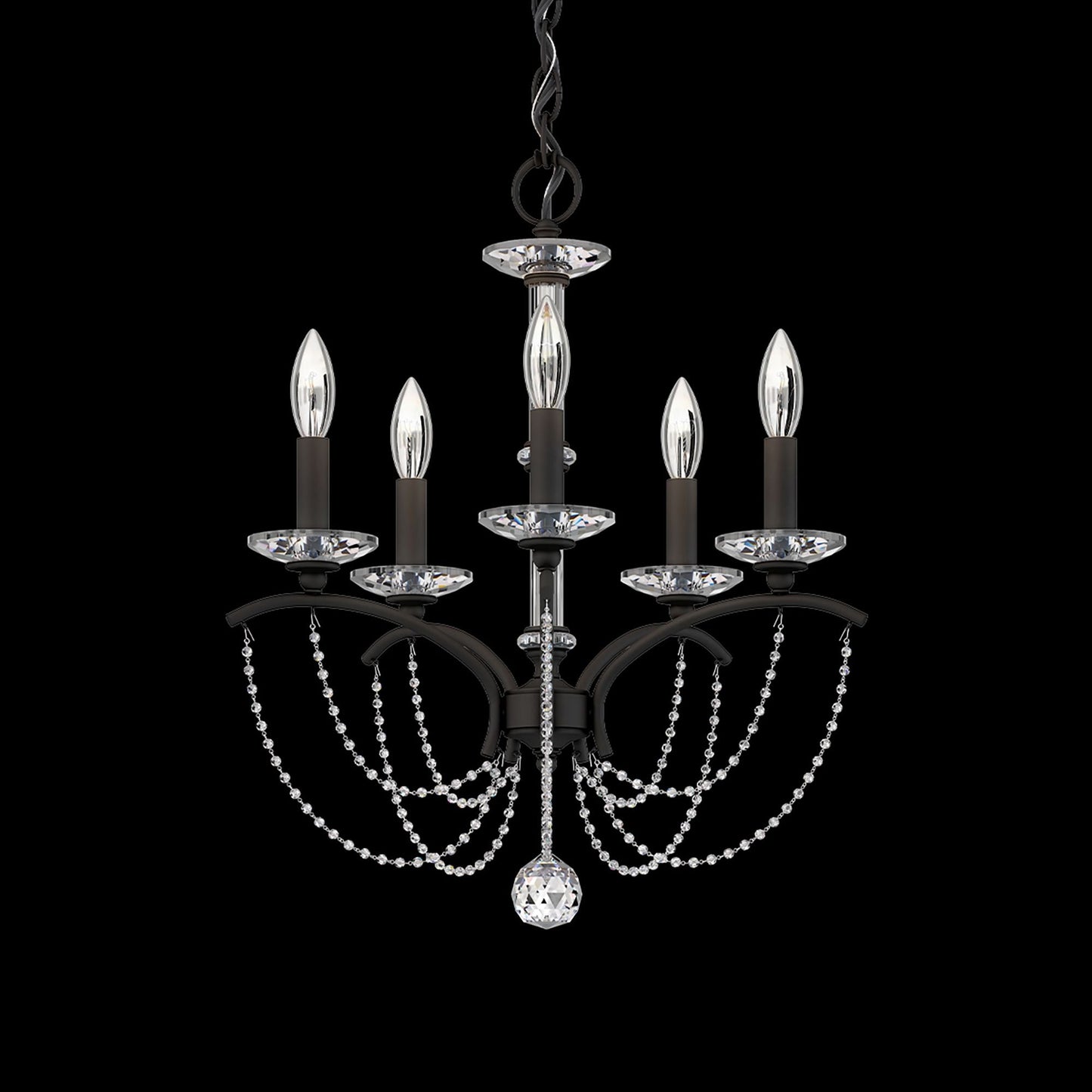 Priscilla 22"H x 18"W 5-Light Crystal Chandelier in Black