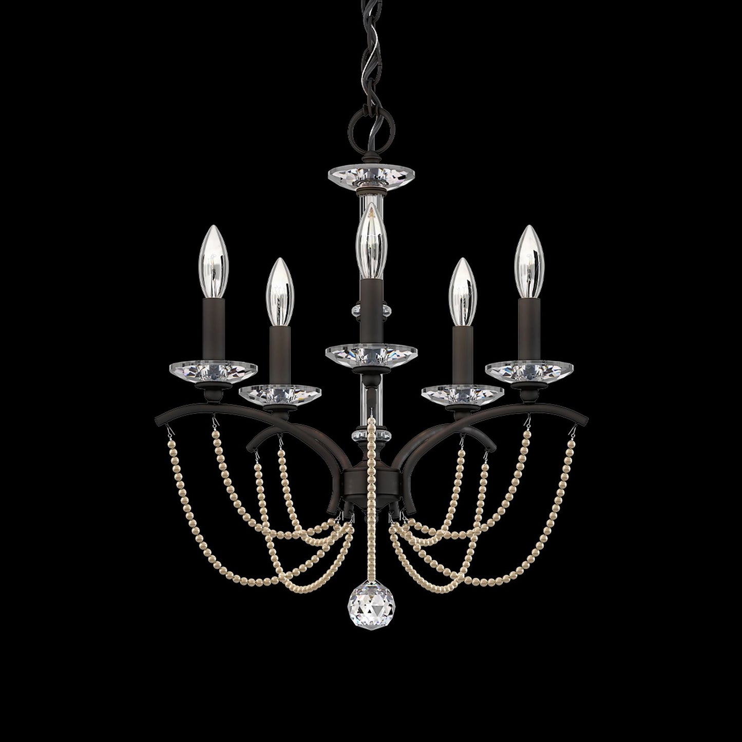Priscilla 22"H x 18"W 5-Light Crystal Chandelier in Black