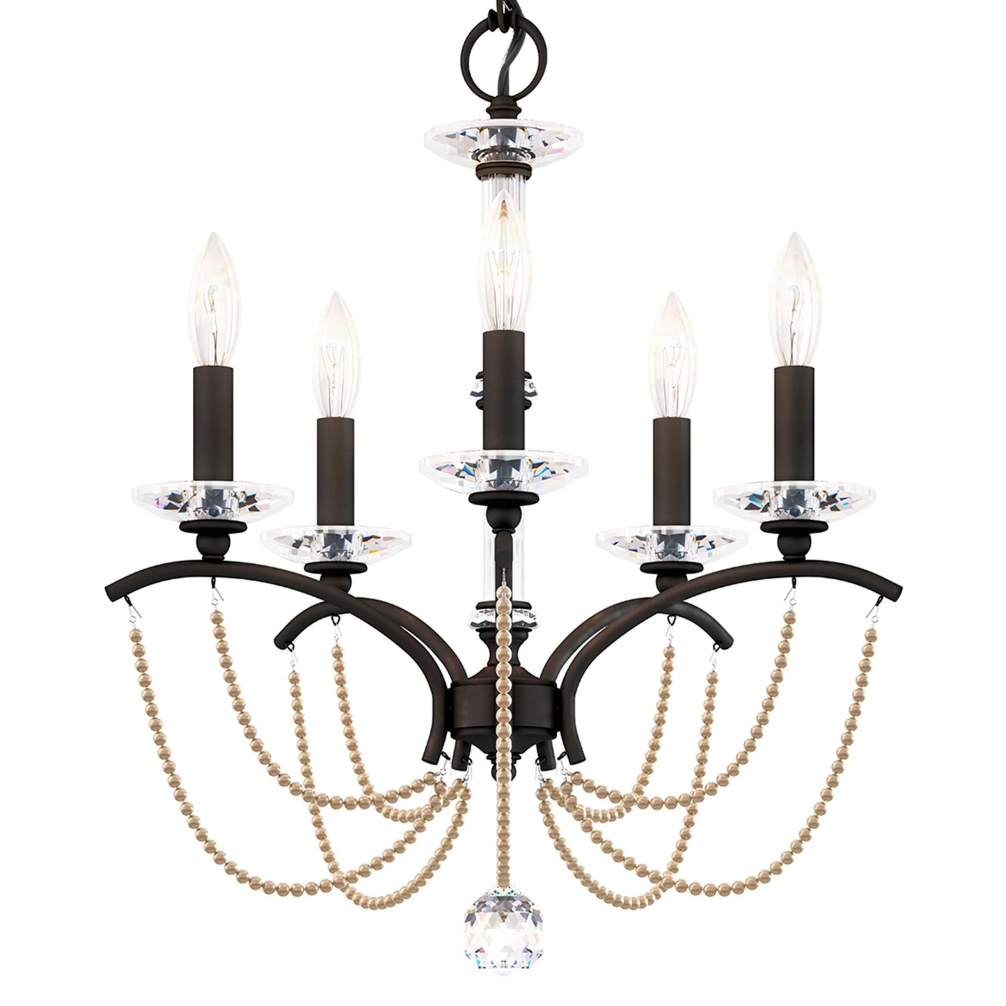 Priscilla 22"H x 18"W 5-Light Crystal Chandelier in Black