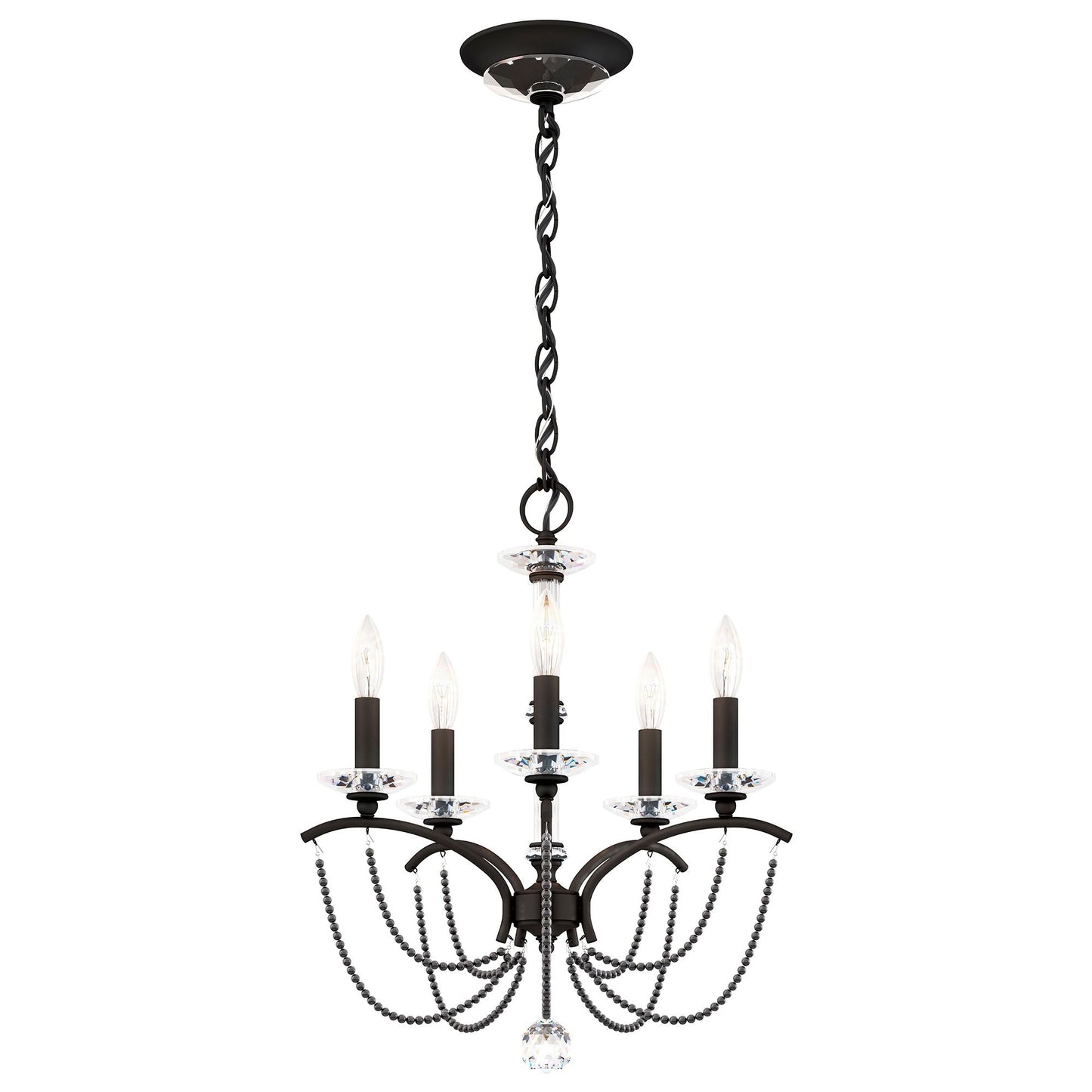 Priscilla 22"H x 18"W 5-Light Crystal Chandelier in Black