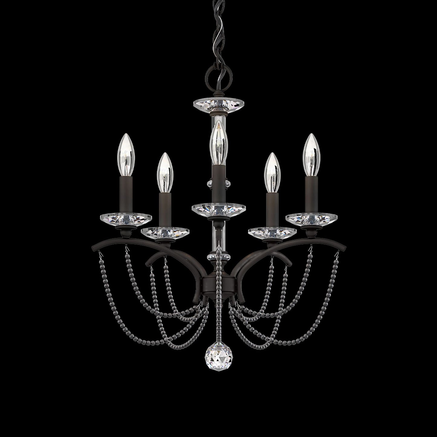 Priscilla 22"H x 18"W 5-Light Crystal Chandelier in Black
