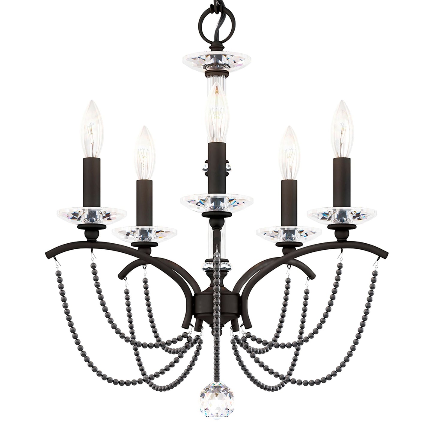 Priscilla 22"H x 18"W 5-Light Crystal Chandelier in Black