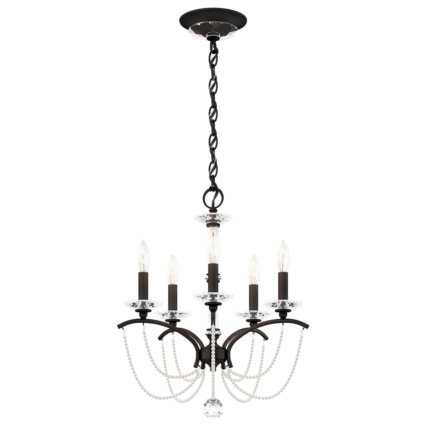 Priscilla 22"H x 18"W 5-Light Crystal Chandelier in Black