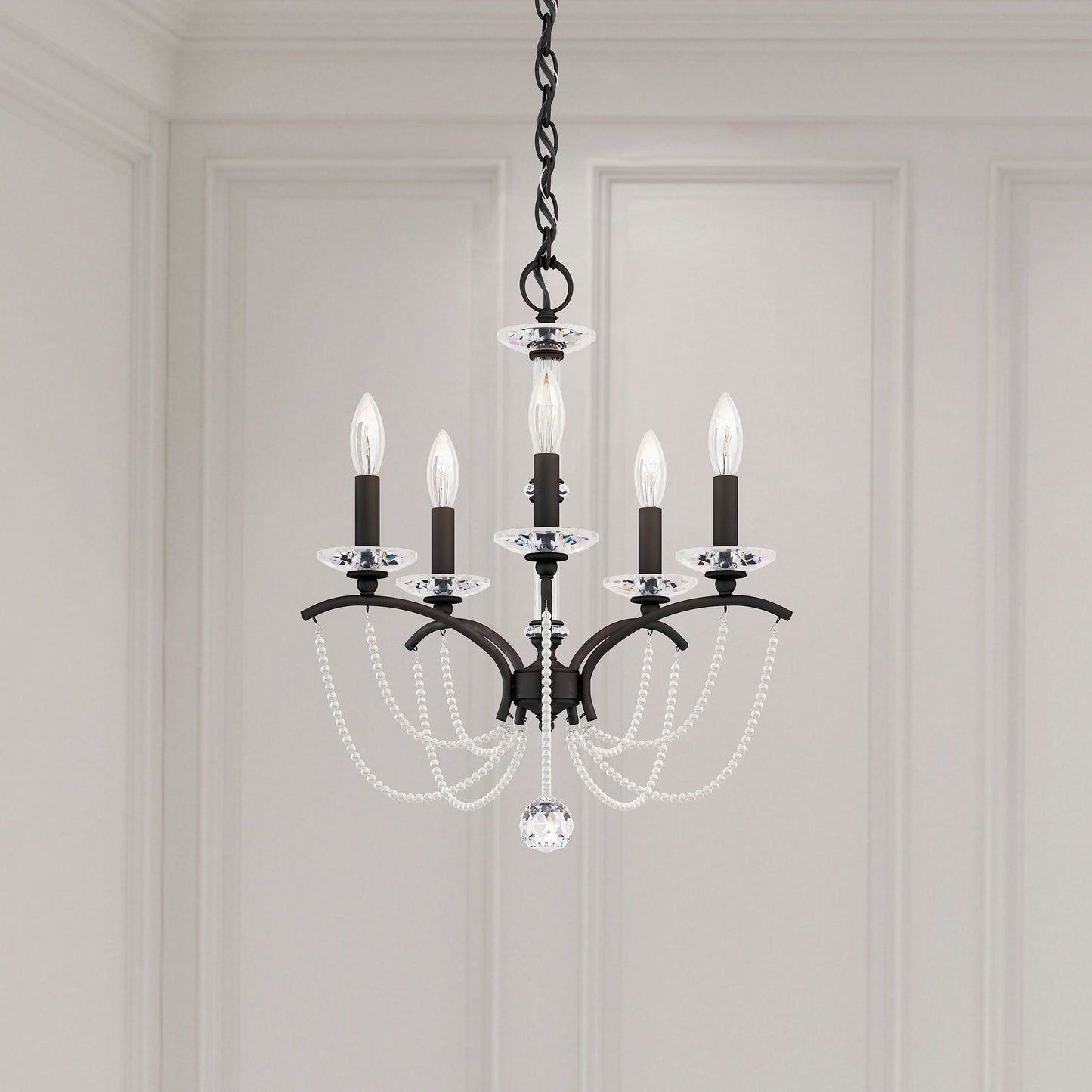 Priscilla 22"H x 18"W 5-Light Crystal Chandelier in Black