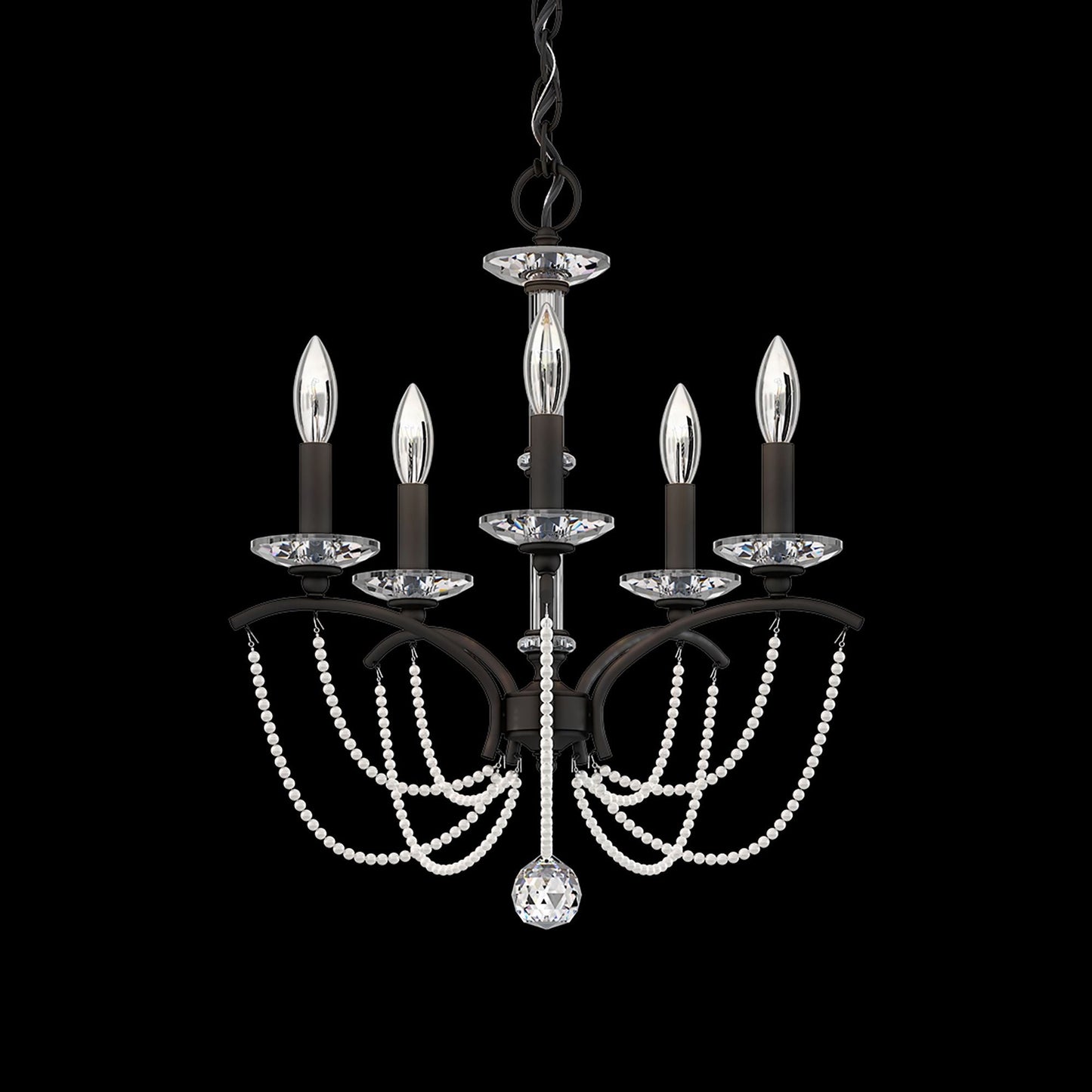 Priscilla 22"H x 18"W 5-Light Crystal Chandelier in Black