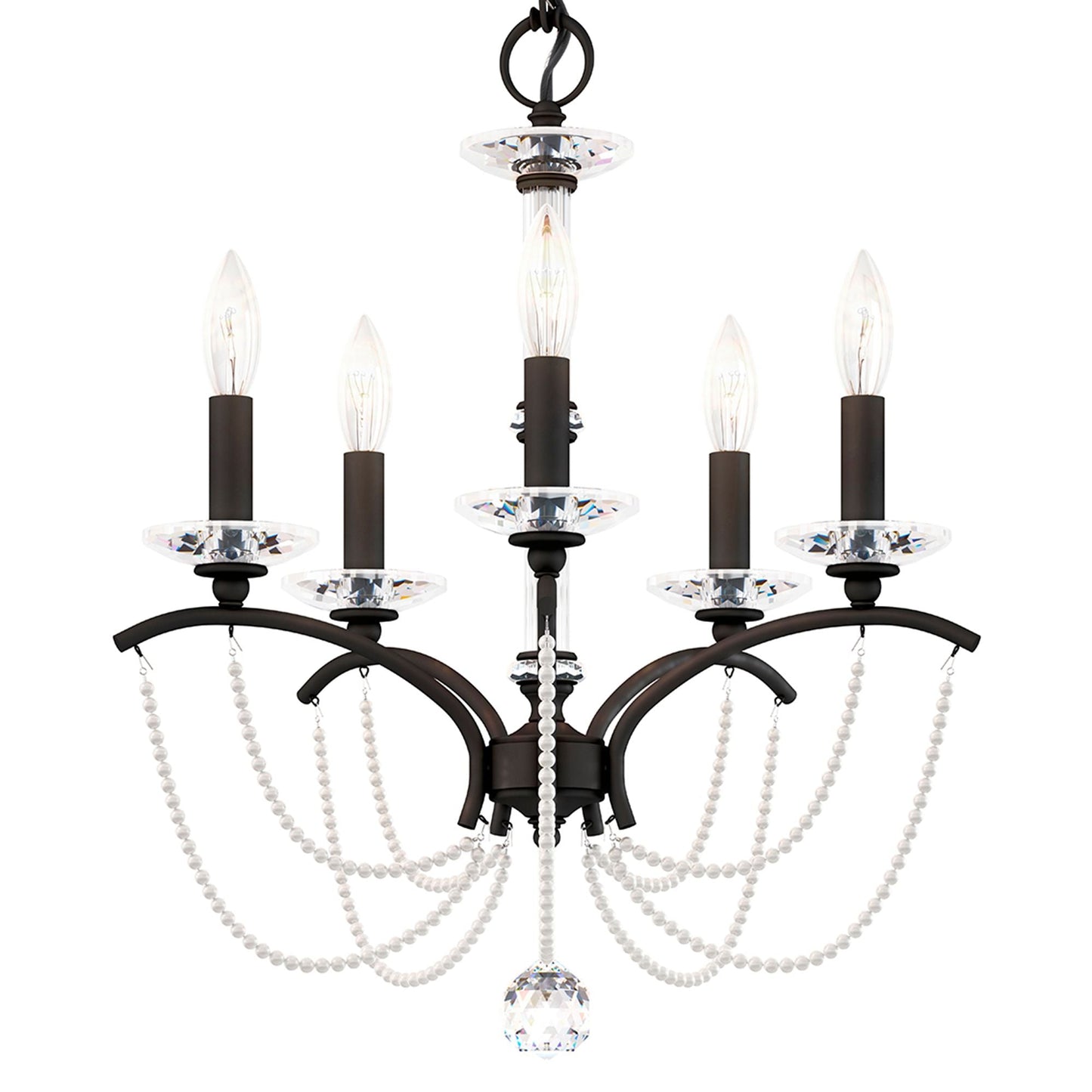 Priscilla 22"H x 18"W 5-Light Crystal Chandelier in Black