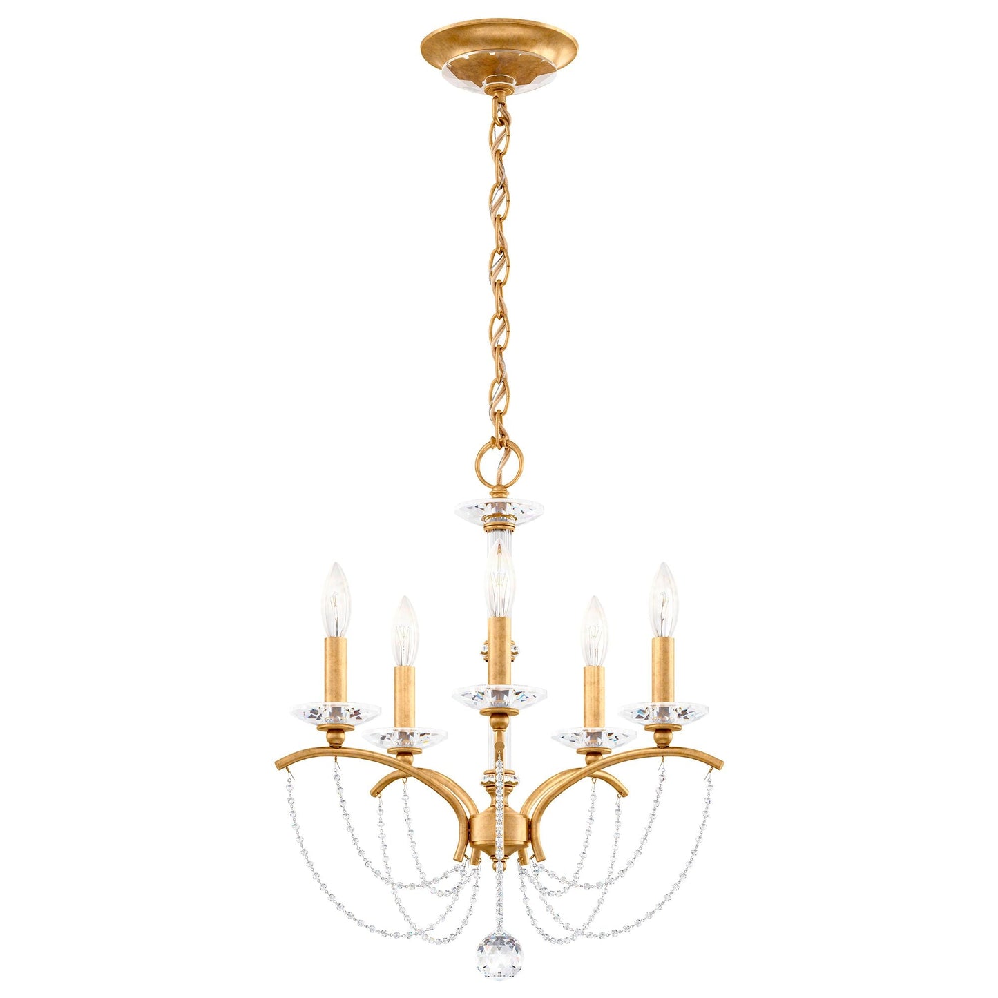 Priscilla 22"H x 18"W 5-Light Crystal Chandelier in Heirloom Gold