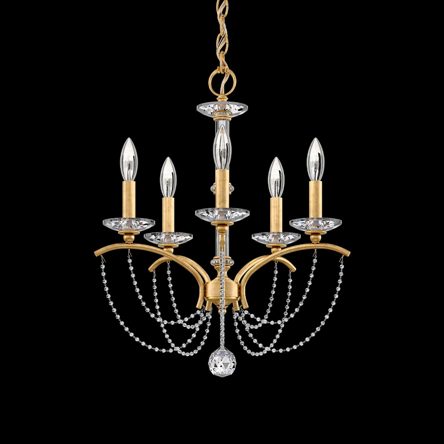 Priscilla 22"H x 18"W 5-Light Crystal Chandelier in Heirloom Gold