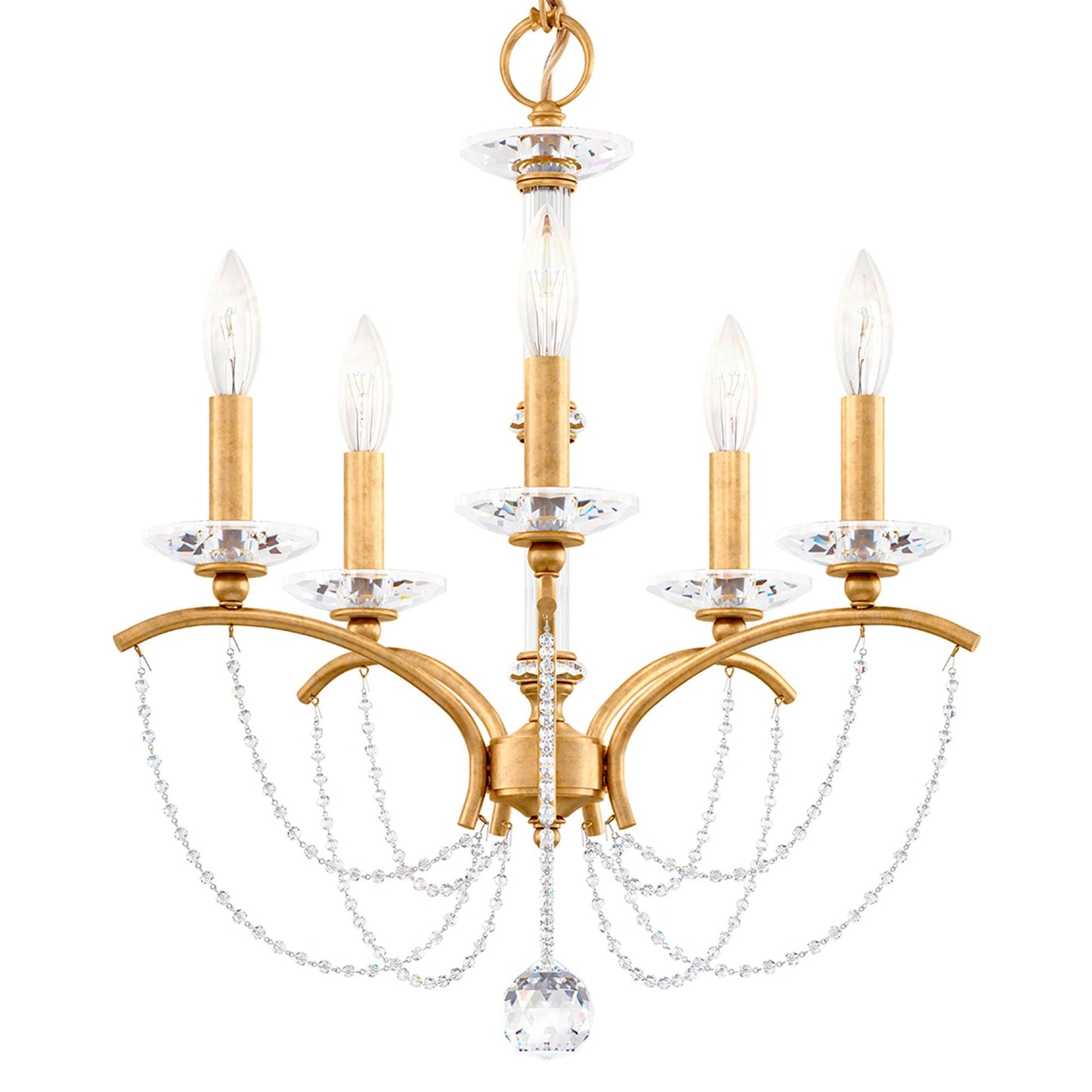 Priscilla 22"H x 18"W 5-Light Crystal Chandelier in Heirloom Gold