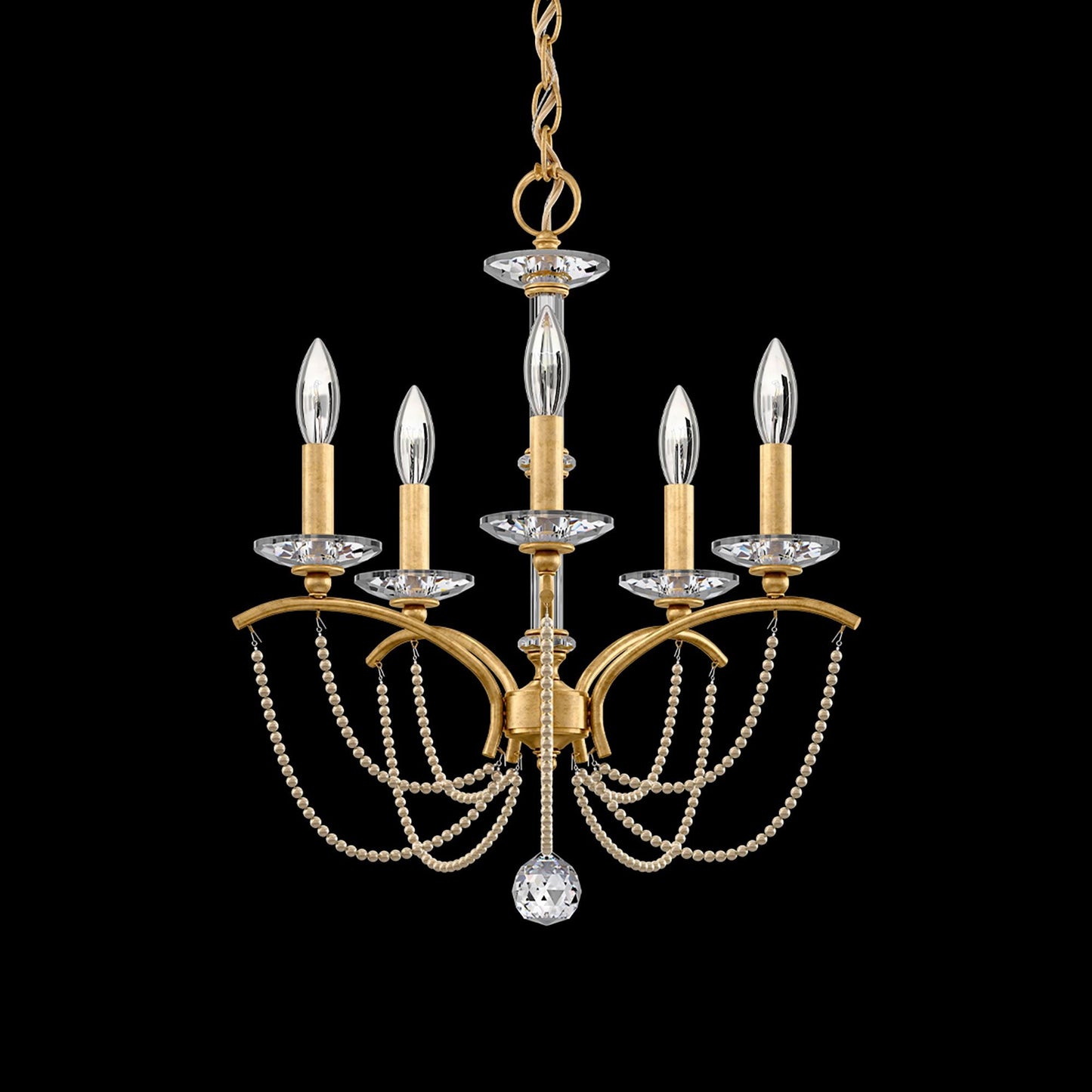 Priscilla 22"H x 18"W 5-Light Crystal Chandelier in Heirloom Gold